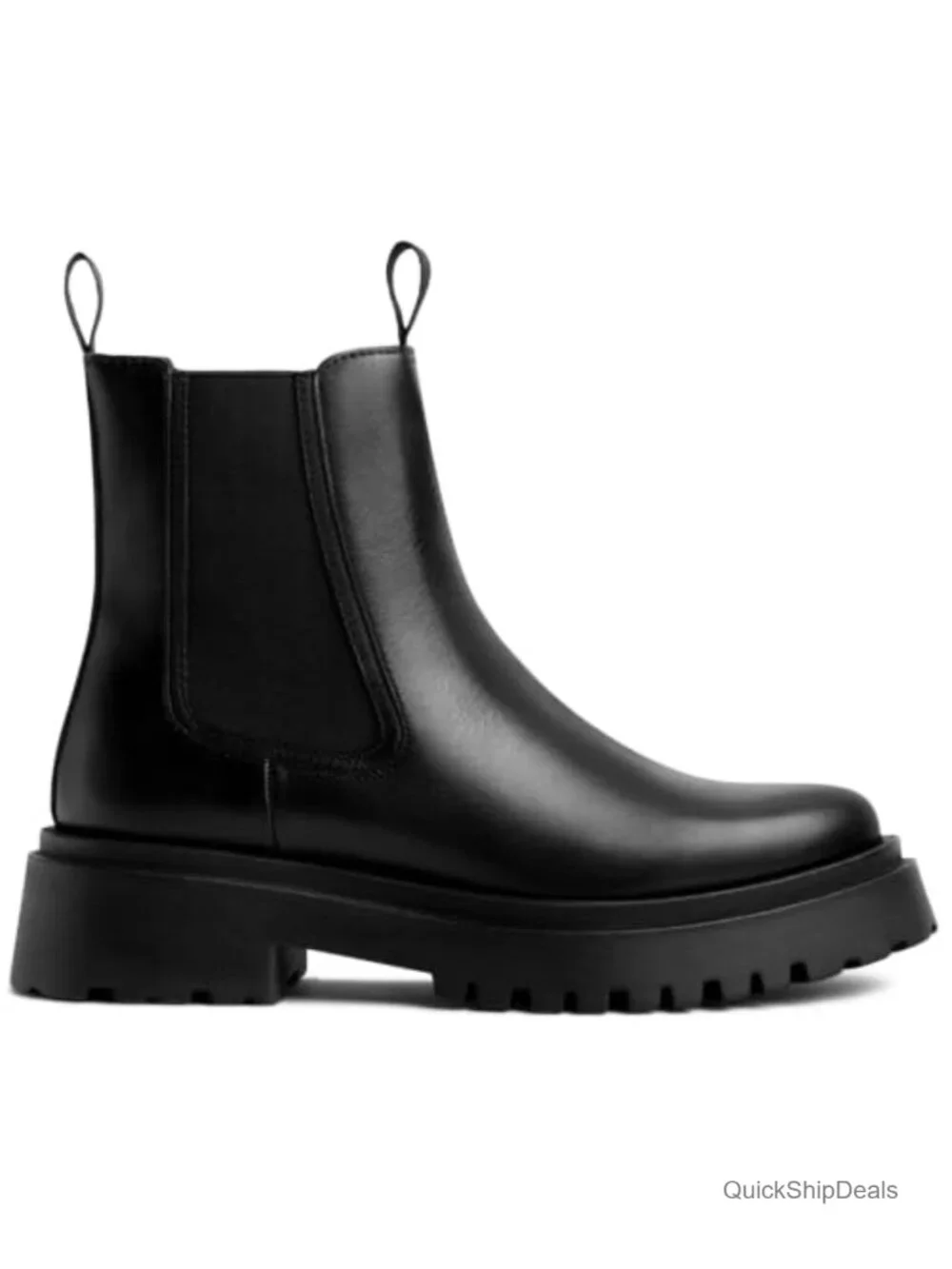 Leather Platform Chelsea Boots Women's Ankle Boots Lug Sole Pull-On